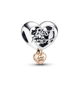 Le Charm Pandora moments, Je t'aime meilleur ami, en argent 925/1000, doré rose, 782243C00.