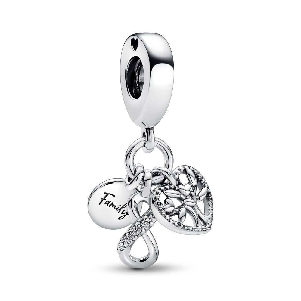 Le Charm pendentif triple, Pandora moments, infini et family, en argent 925/1000 792201C01.