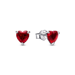Les Boucles d'oreilles Pandora, Coeur rouge, en argent 925/1000, 292549C01.