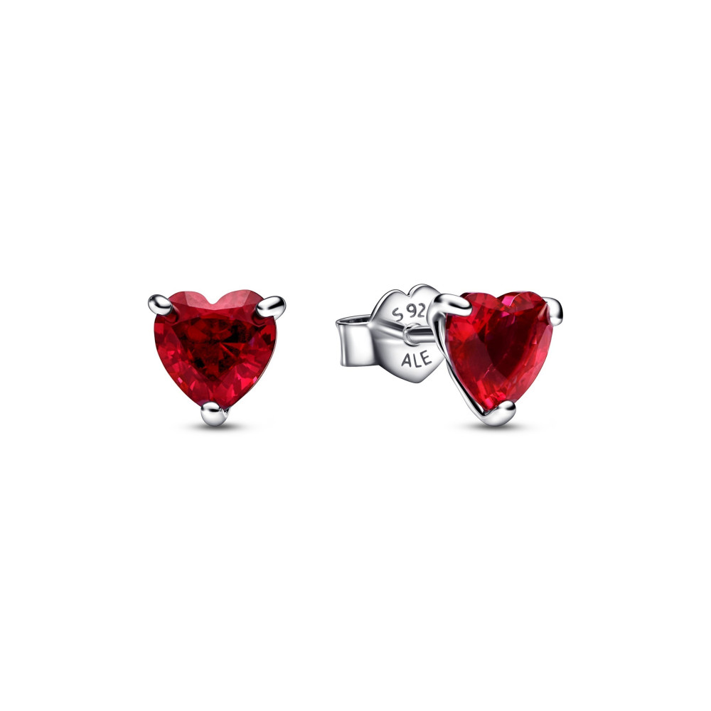 Les Boucles d'oreilles Pandora, Coeur rouge, en argent 925/1000, 292549C01.