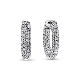 Les Boucles d'oreilles créoles, Pandora Timeless, pavé, argent 925/1000, 292624C01.
