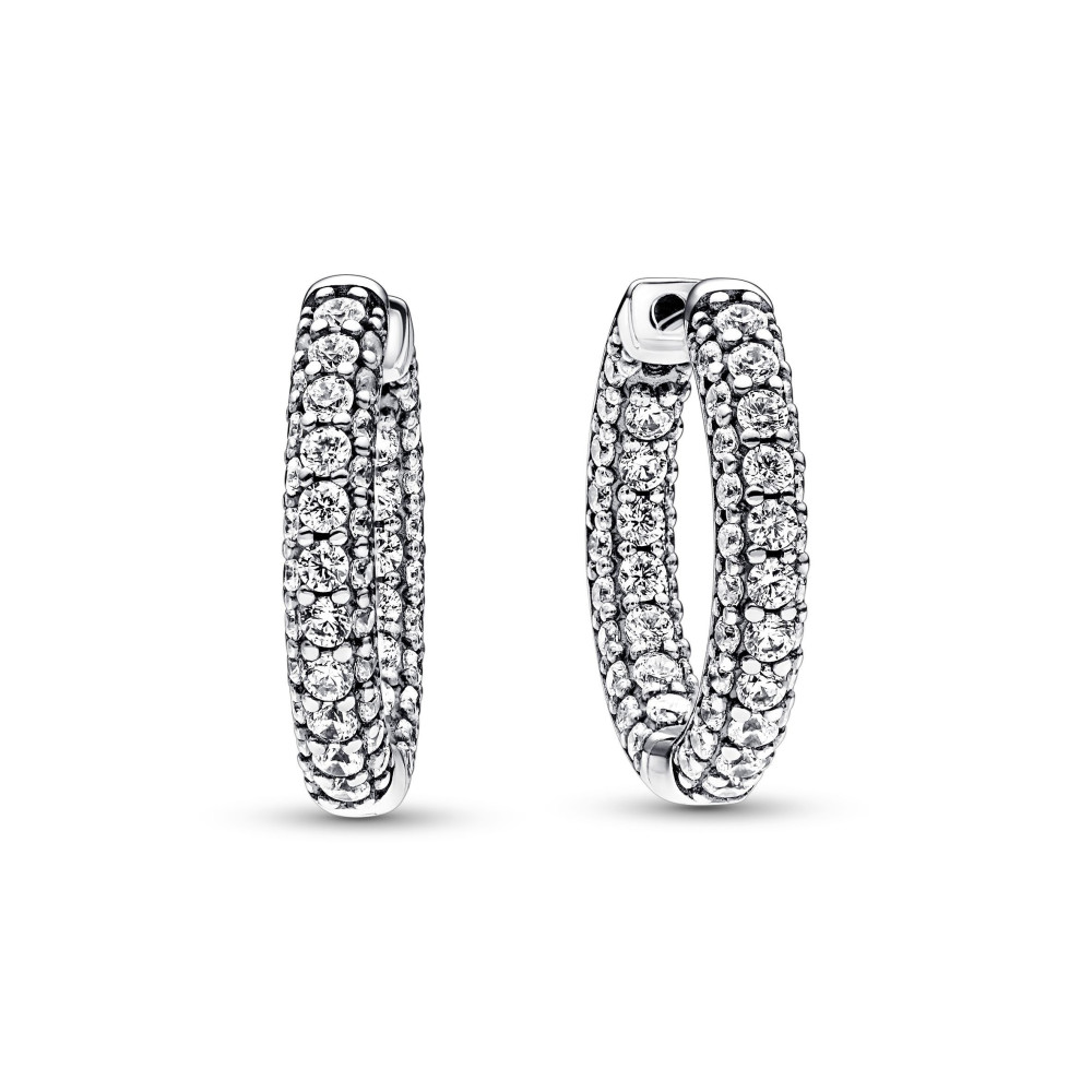 Les Boucles d'oreilles créoles, Pandora Timeless, pavé, argent 925/1000, 292624C01.