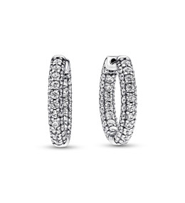 Les Boucles d'oreilles créoles, Pandora Timeless, pavé, argent 925/1000, 292624C01.