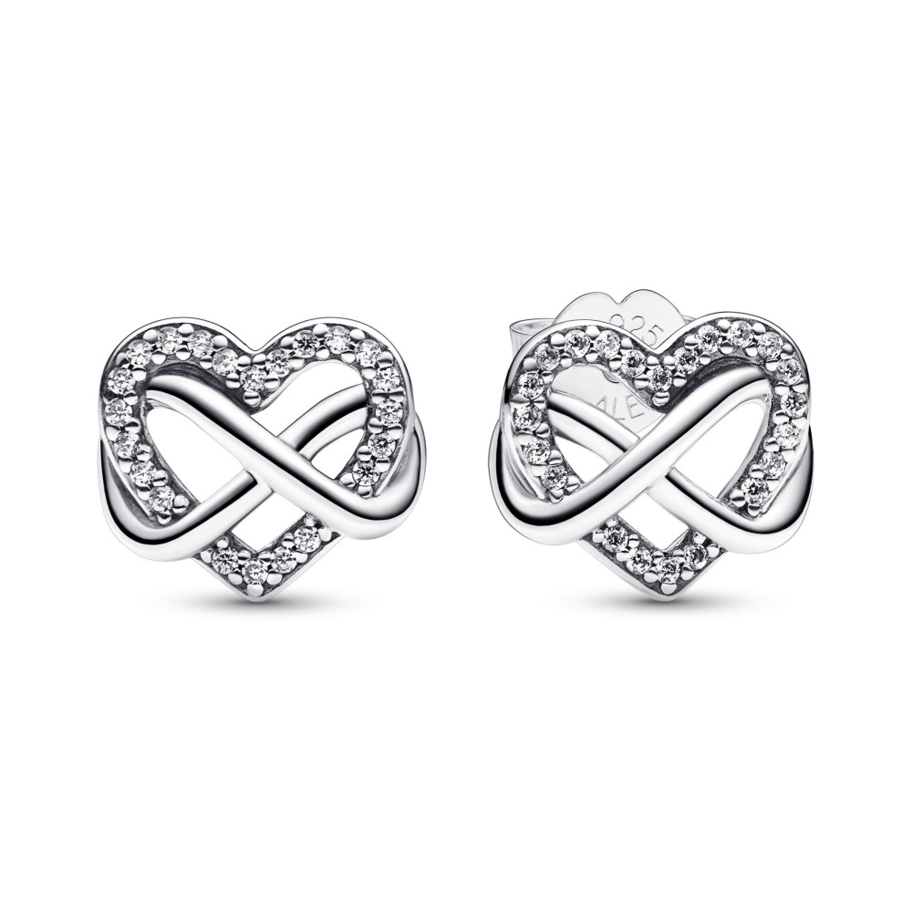 Les Boucles d'oreilles Pandora, coeurs infinis étincelants, argent 925/1000, 292667C01.