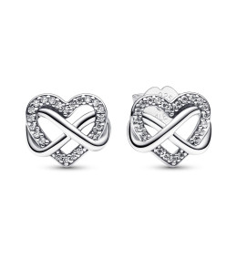 Les Boucles d'oreilles Pandora, coeurs infinis étincelants, argent 925/1000, 292667C01.