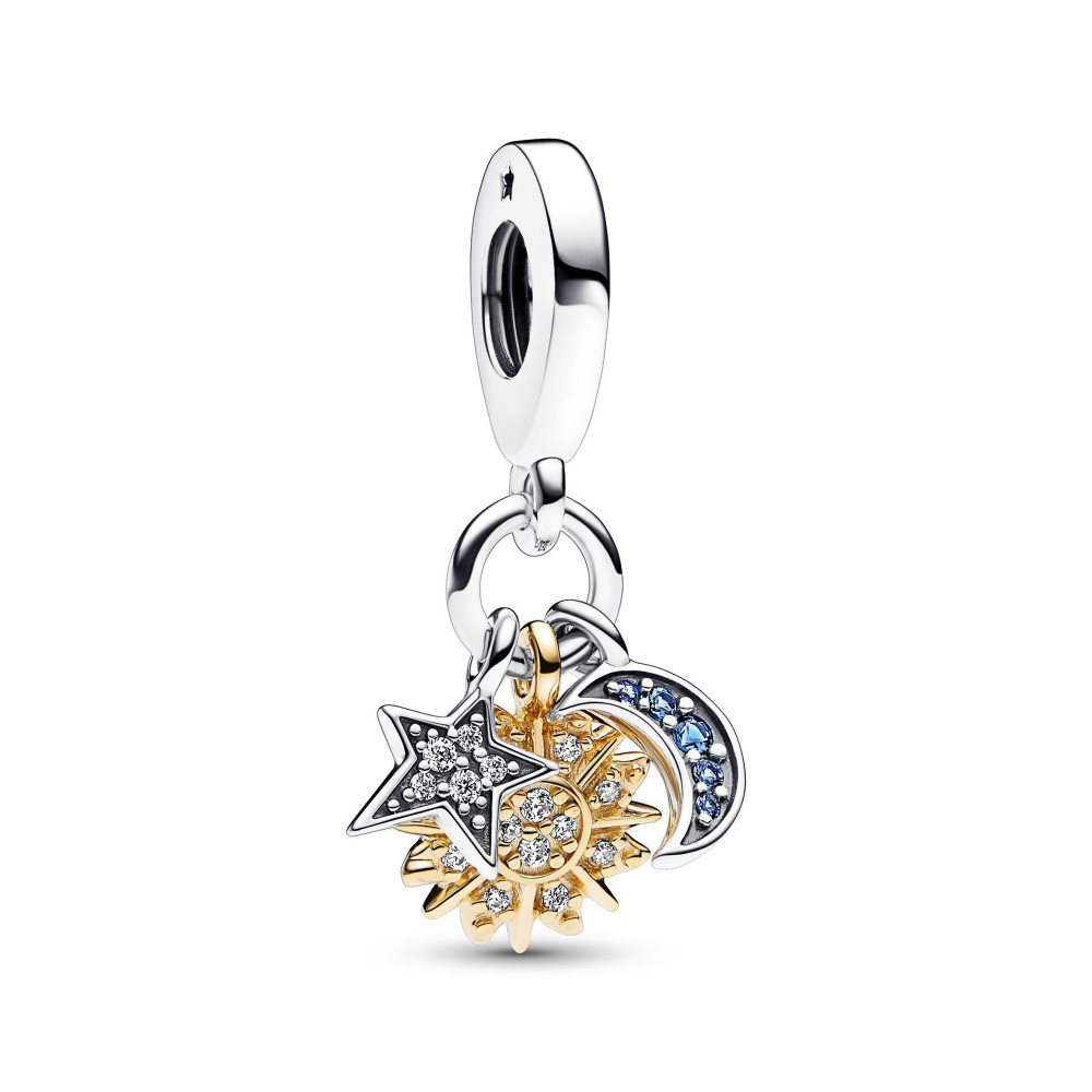 Le Charm pendentif Pandora, triple céleste, argent 925/1000 et doré or jaune 585/1000, 762470C01
