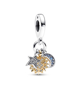 Le Charm pendentif Pandora, triple céleste, argent 925/1000 et doré or jaune 585/1000, 762470C01