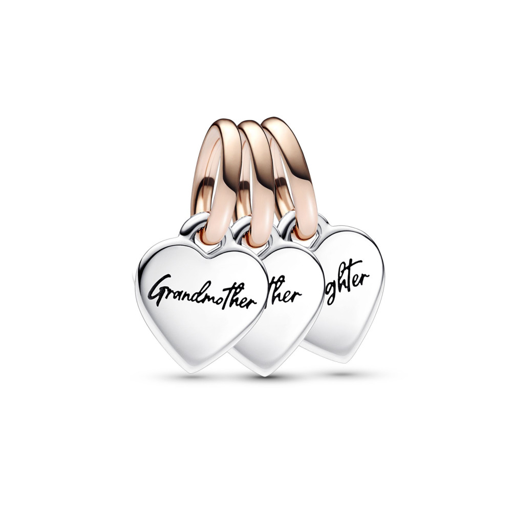Le Charm Pandora pendentif, triple génération familiale Bicolore, Argent 925/1000 et doré or rose 585/1000, 782648C00