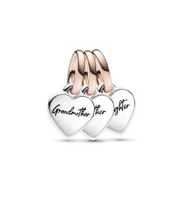 Le Charm Pandora pendentif, triple génération familiale Bicolore, Argent 925/1000 et doré or rose 585/1000, 782648C00