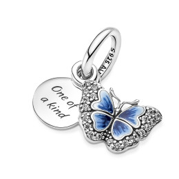 Charms - Bijoux - PANDORA - Charm Pendentif Pandora, Double Citation Papillon Bleu, en argent 925/1000 790757C01