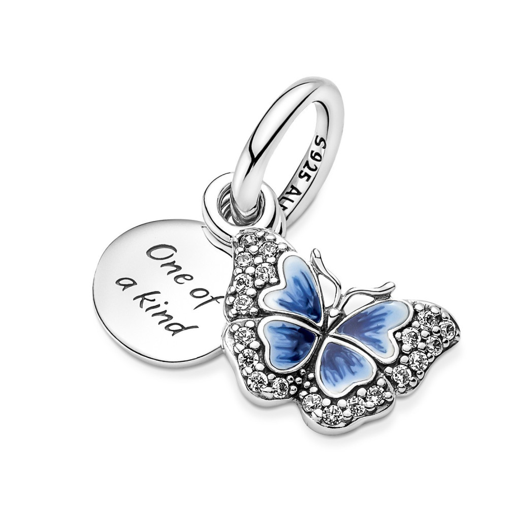 Charms - Bijoux - PANDORA - Charm Pendentif Pandora, Double Citation Papillon Bleu, en argent 925/1000 790757C01