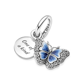 Charms - Bijoux - PANDORA - Charm Pendentif Pandora, Double Citation Papillon Bleu, en argent 925/1000 790757C01