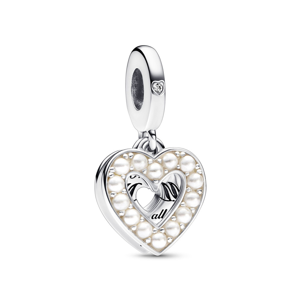 Le Charm pendentif Pandora, double coeur de manan et nacre, Argent 925/1000, 792649C01