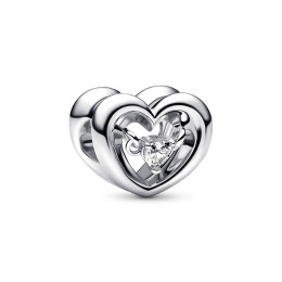 Le Charm Pandora, Coeur ouvert rayonnant & pierre flottante, Argent 925/1000, 792493C01