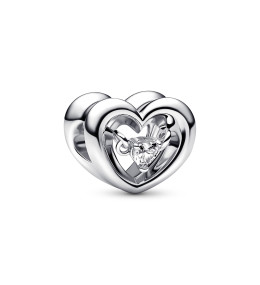 Le Charm Pandora, Coeur ouvert rayonnant & pierre flottante, Argent 925/1000, 792493C01