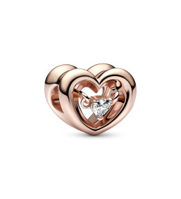 Le Charm Pandora, Cœur Rayonnant & Pierre Flottante, doré or rose 585/1000, 782493C01.