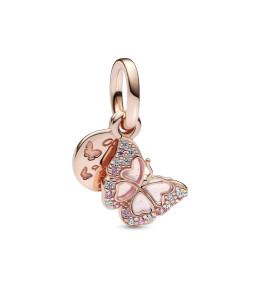 Le Charm Pandora pendentif, Double Papillon Rose & Citation, doré or rose 585/1000, 782555C01