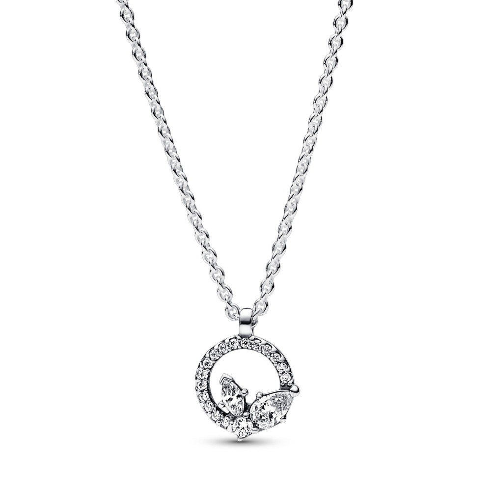 Le Collier Pandora, cercle et grappe d'herbiers scintillants, en argent 925/1000, 392620C01-45.
