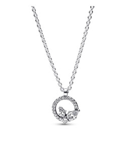 Le Collier Pandora, cercle et grappe d'herbiers scintillants, en argent 925/1000, 392620C01-45.