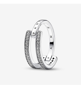 La Bague Pandora double signature, pavé, argent 925/1000, 192779C01.