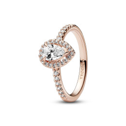 La Bague Pandora, Halo Poire Scintillante, en dorée or rose 585/1000, 182835C01.