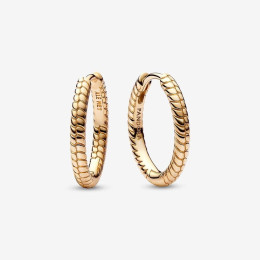 Les Boucles d'oreilles Pandora, petites créoles à charms, doré or jaune 585/1000, 262728C00.