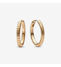 Les Boucles d'oreilles Pandora, petites créoles à charms, doré or jaune 585/1000, 262728C00.