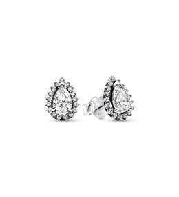Les Boucles d'oreilles Pandora, Halo Poires Scintillantes, en argent 925/1000, 292834C01.