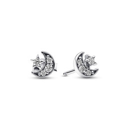 Les Boucles d'oreilles Pandora, Lunes & Étoiles Scintillantes, en argent 925/1000, 292990C01.