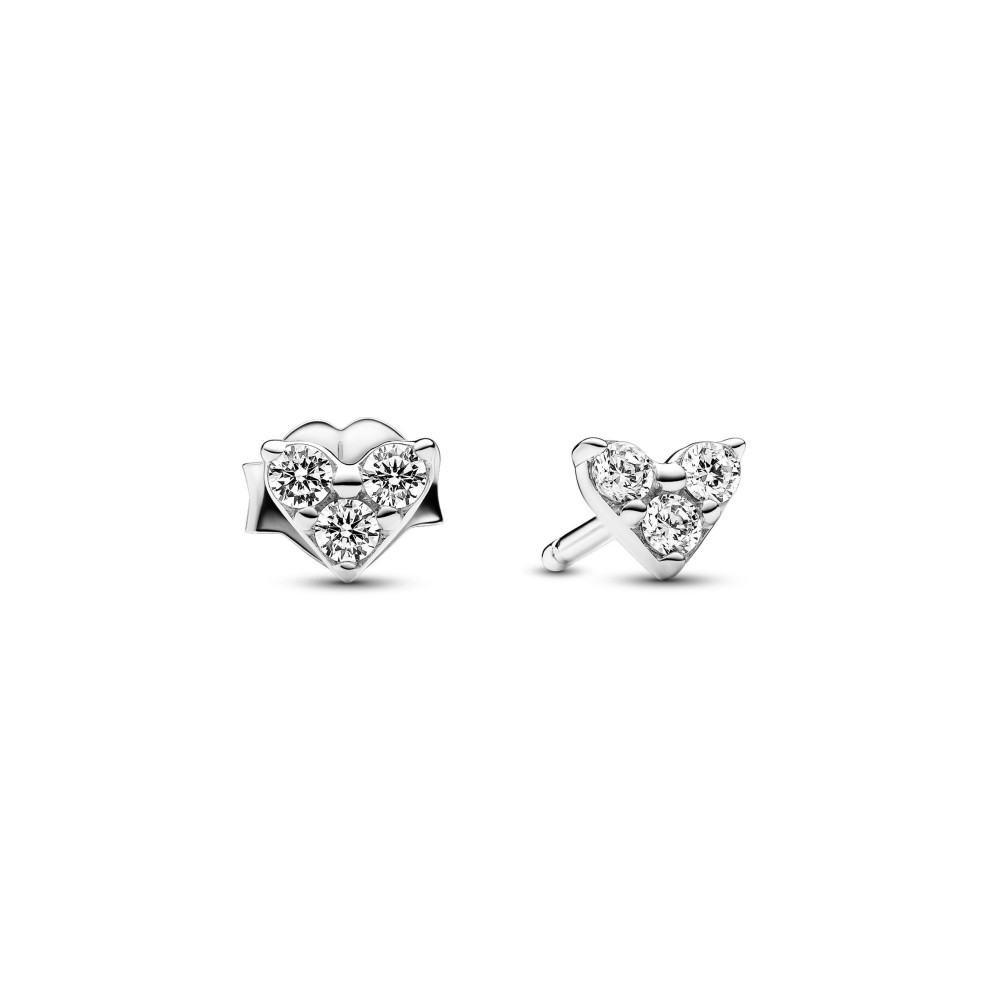 Les Boucles d'oreilles Pandora, Cœur Trois Pierres, en argent 925/1000, 293003C01.