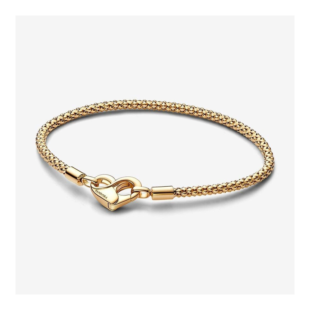 Le Bracelet Pandora Moments, Mailles cloutées, en métal doré or jaune 585/1000, 562731C00