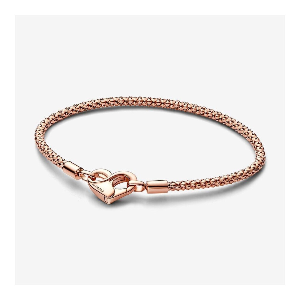 Le Bracelet Pandora Moments, Mailles cloutées, en métal doré or rose 585/1000, 582731C00