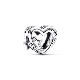 Le Charm Pandora, Ajouré Famille Cœur et Étoile, en argent 925/1000, 792829C00