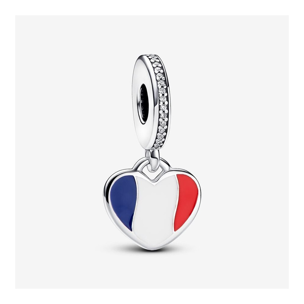 Le Charm pendentif Pandora, gravable drapeau français, en argent 925/1000, 792017CZ_E017