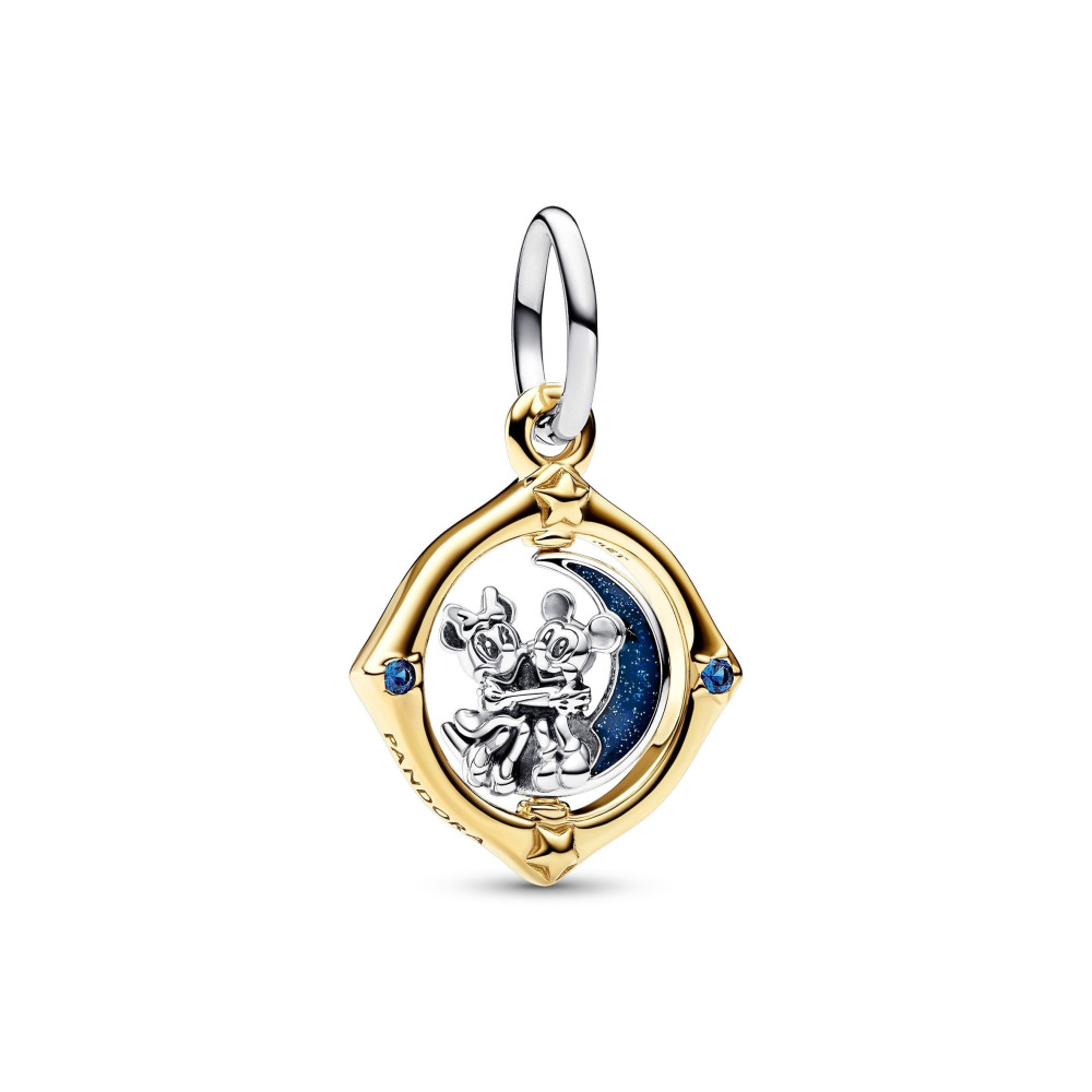Le Charm pendentif Pandora, Disney Mickey et Minnie Lune Pivotante, en argent 925/1000 et doré or jaune 585/1000, 762955C01