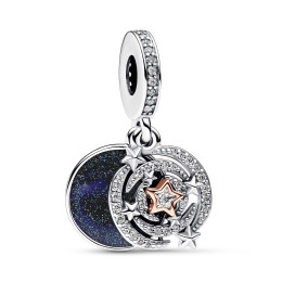 Le Charm pendentif Pandora, Double Étoiles Filantes, en argent 925/1000 et doré or rose 585/1000, 782975C01