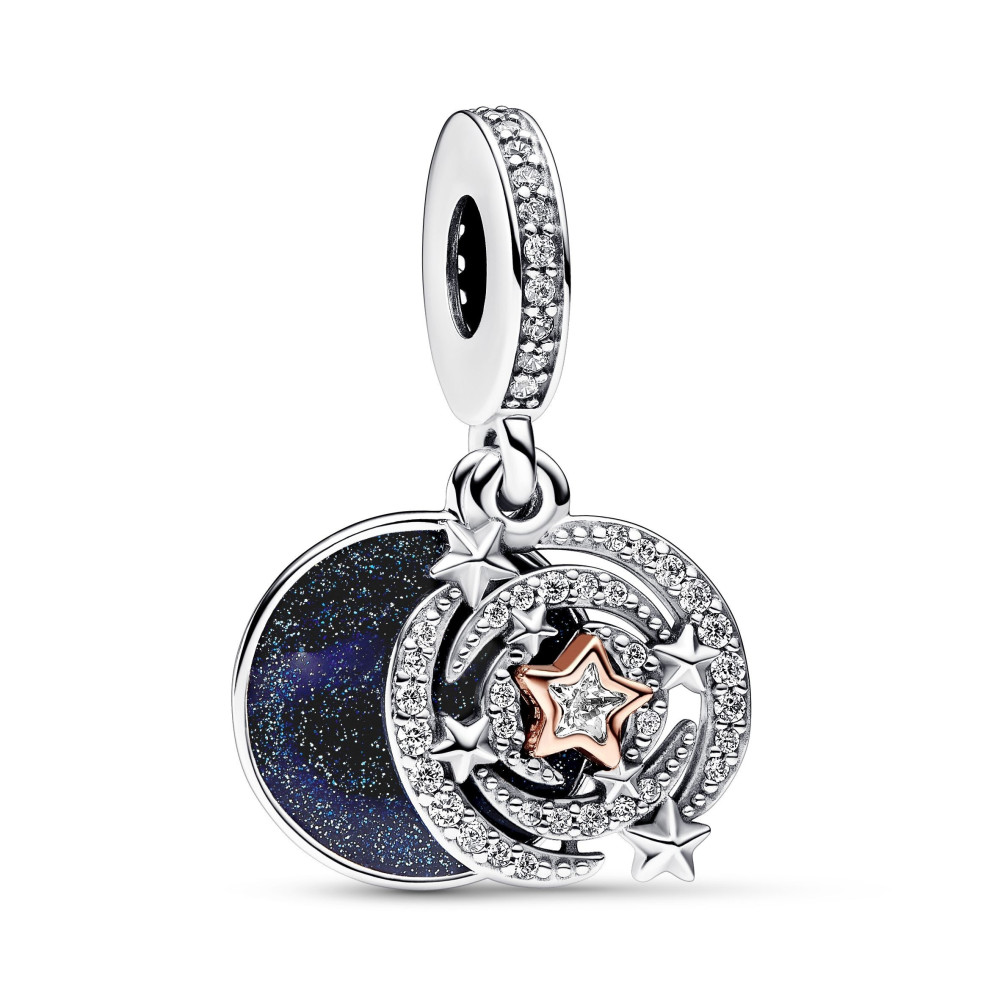 Le Charm pendentif Pandora, Double Étoiles Filantes, en argent 925/1000 et doré or rose 585/1000, 782975C01
