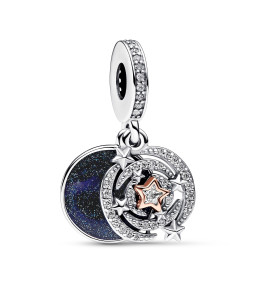 Le Charm pendentif Pandora, Double Étoiles Filantes, en argent 925/1000 et doré or rose 585/1000, 782975C01