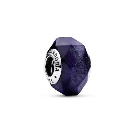 Le Charm Pandora, en Verre de Murano Bleu Facetté, en argent 925/1000, 792984C00