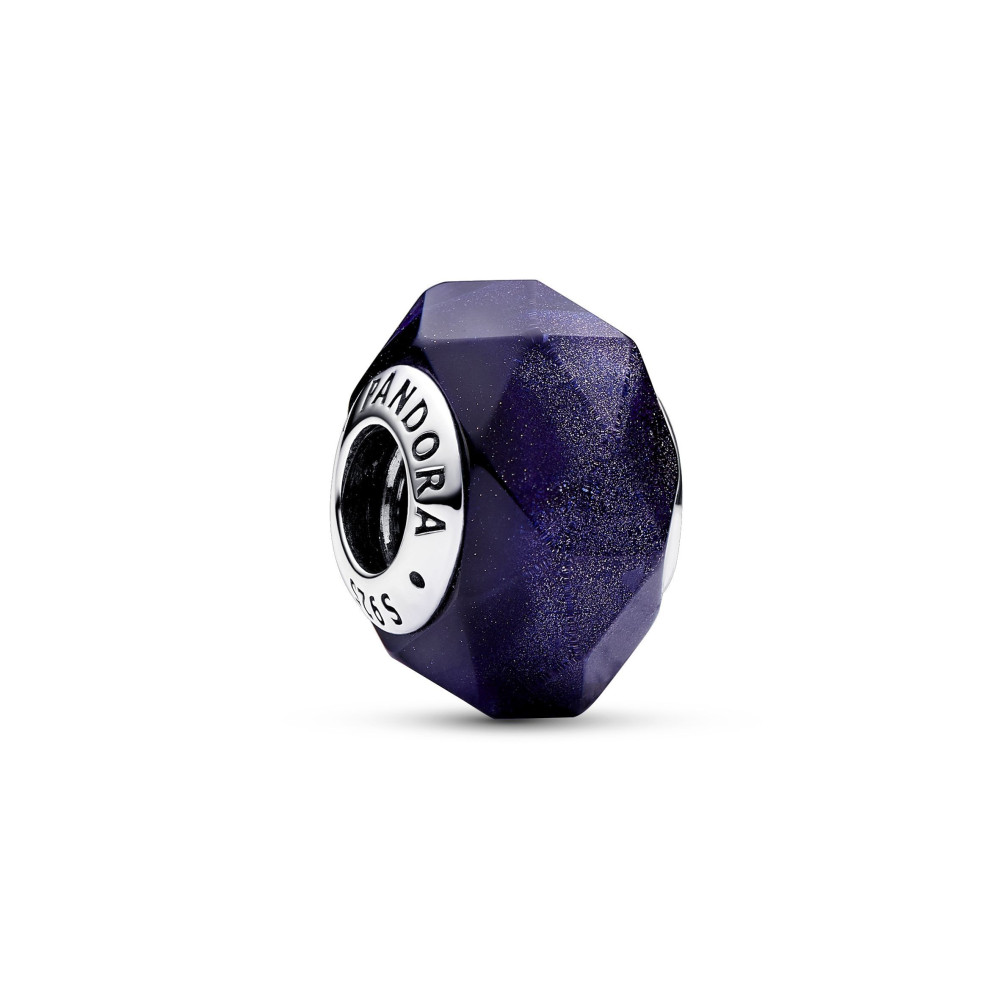 Le Charm Pandora, en Verre de Murano Bleu Facetté, en argent 925/1000, 792984C00