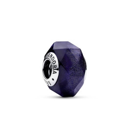 Le Charm Pandora, en Verre de Murano Bleu Facetté, en argent 925/1000, 792984C00