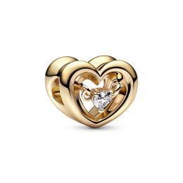 Le Charm Pandora, Cœur Rayonnant & Pierre Flottante, doré or 585/1000, 762493C01.