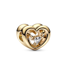 Le Charm Pandora, Cœur Rayonnant & Pierre Flottante, doré or 585/1000, 762493C01.