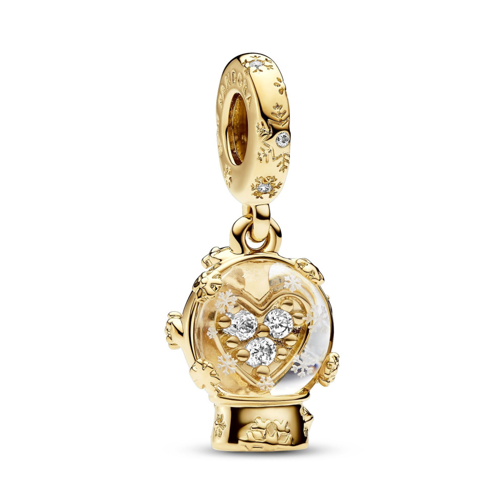 Le Charm pendentif Pandora, Boule de Neige Cœur et Flocon, en doré or jaune 585/1000, 762825C01