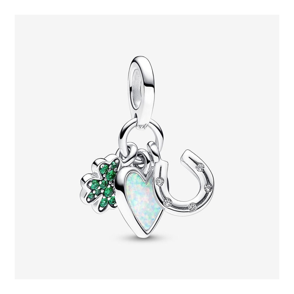 Le Charm pendentif, Pandora moments, trèfle à quartre feuilles, coeur et fer à cheval, Argent 925/1000, 792755C01