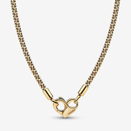 Le Collier Pandora, mailles cloutées, en métal doré or jaune 585/1000, 362451C00-45.