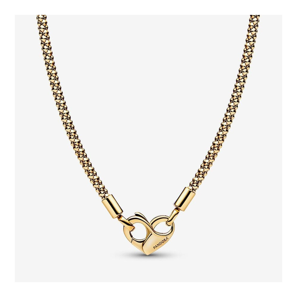 Le Collier Pandora, mailles cloutées, en métal doré or jaune 585/1000, 362451C00-45.