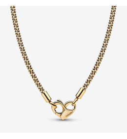 Le Collier Pandora, mailles cloutées, en métal doré or jaune 585/1000, 362451C00-45.