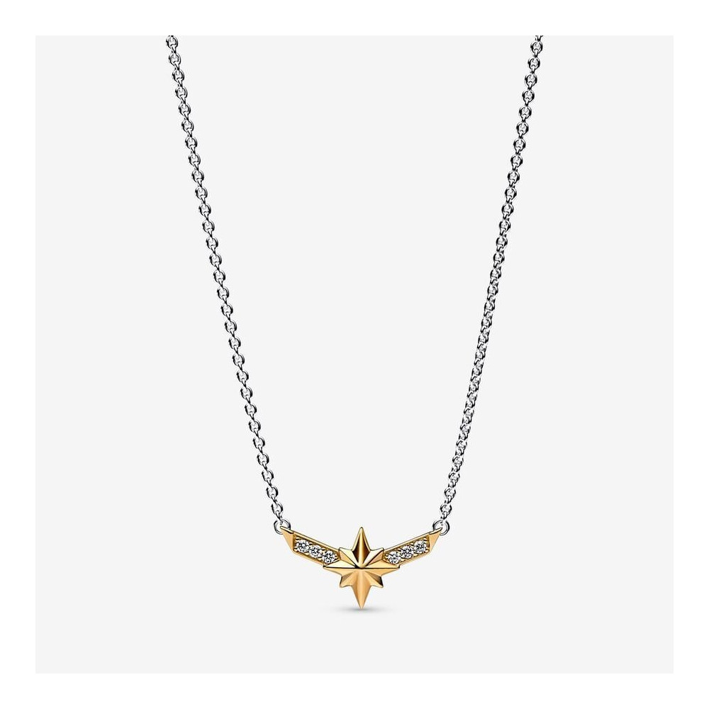 Le Collier Pandora, Étoile à Huit Branches de Captain Marvel, argent 925/1000 et doré or jaune 585/1000, 362745C01-50.