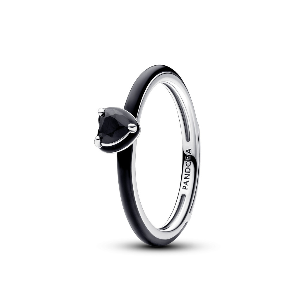 La Bague Pandora Me, Coeur chakra noir, en argent 925/1000, 193088C01 La Bague Pandora Me, Coeur chakra noir, en argent 925/1000, 193088C01